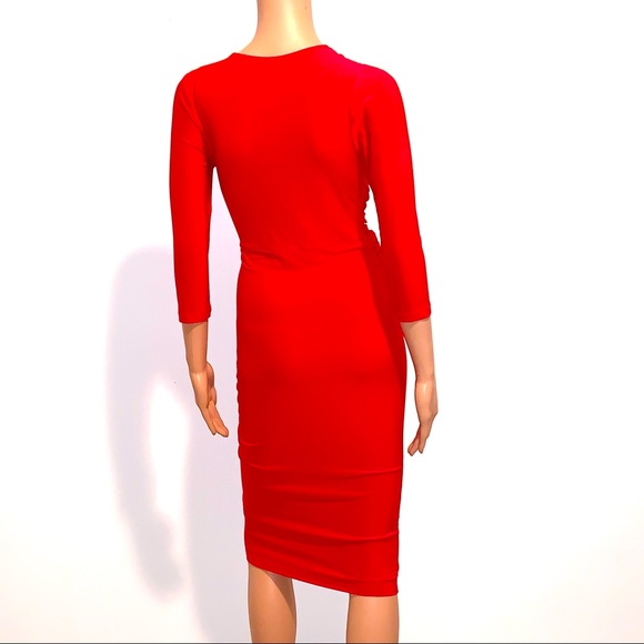 VIJO COUTURE Plunging Neck, Twist Front Party Dress - Picture 7 of 10
